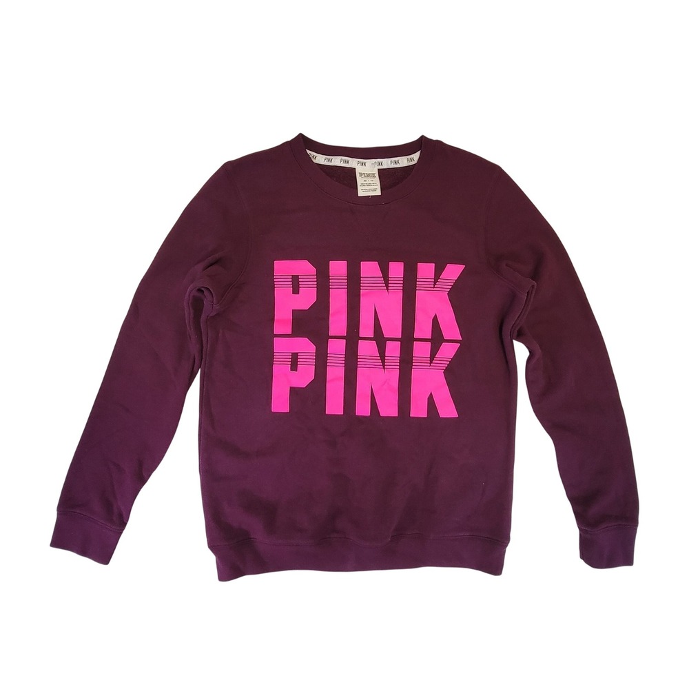 Victoria's‎ Secret PINK Burgundy Crewneck Sweatshirt Large Logo XS